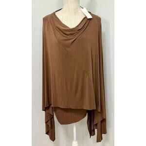 NEW Urban Zen CAPE TOP Clay Brown Tunic Draped Blouse Size Small S NWT $695